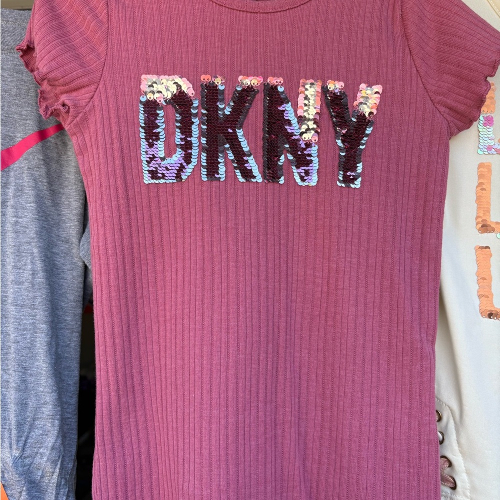 DKNY Mauve Sequin Logo Tee
